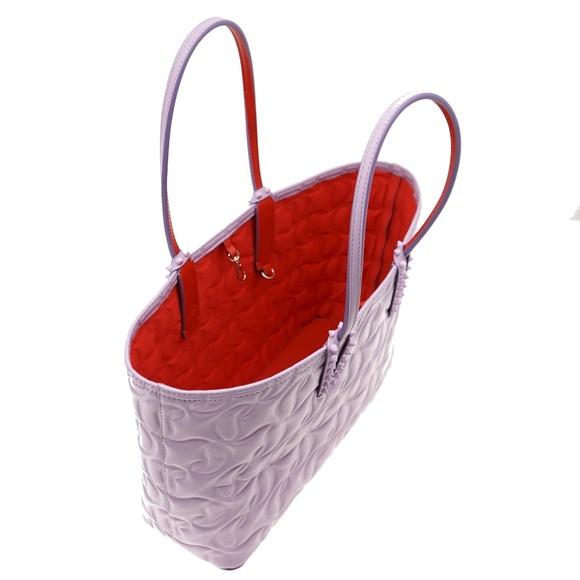 Christian Louboutin Cabata Tote Embossed Nappa Leather Purple New - Picture 6 of 10